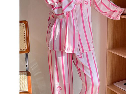 Barbie Style Pink Striped Sweet Party Pajamas for Women