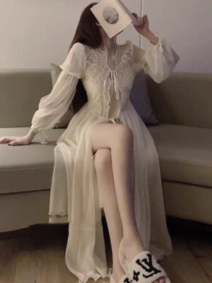 Lace Mesh French Vintage Court Princess Style Sexy Fairy Party Pajamas